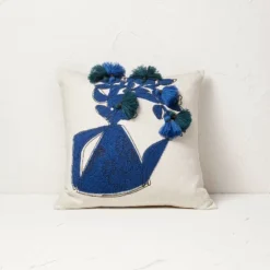 Floral Watering Pitcher Square Throw Pillow With Tassels - Opalhouse™ Designed With Jungalow™ -Opalhouse sale shop GUEST 0906edd7 8f87 4cf0 bdf8 6d27a8556060