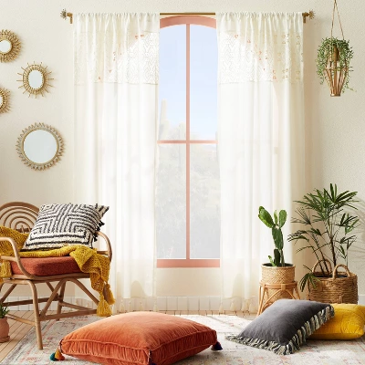 1pc Sheer Banded Geo Macrame Window Curtain Panel White - Opalhouse™ designed with Jungalow™ 1pc Sheer Banded Geo Macrame Window Curtain Panel White - Opalhouse™ Designed With Jungalow™ -Opalhouse sale shop GUEST 5558f3f4 e289 4fce 89ab ad882207829f