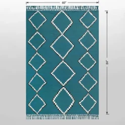 5' X 7' Soft Moroccan Tapestry With Double Knot Fringe Woven Outdoor Rug Teal - Opalhouse™ -Opalhouse sale shop GUEST 59e527ba 7512 4b3c 92ea 0b2f51cfc486
