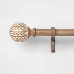 Carved Light Woodtone Ball Curtain Rod Natural - Opalhouse™ -Opalhouse sale shop GUEST 7e070734 076e 44dc 94e6 de22767e0af4