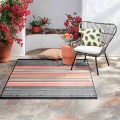 5' X 7' Outdoor Rug Multi Stripe Global Pink - Opalhouse™ -Opalhouse sale shop GUEST 849a4c76 29c9 486c a953 a03150bdac10