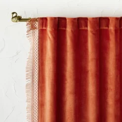1pc Light Filtering Velvet Macrame Trim Window Curtain Panel Burnt Orange - Opalhouse™ Designed With Jungalow™ -Opalhouse sale shop GUEST 9bfd56a0 ad5c 4df0 98b1 851ec6623ce3