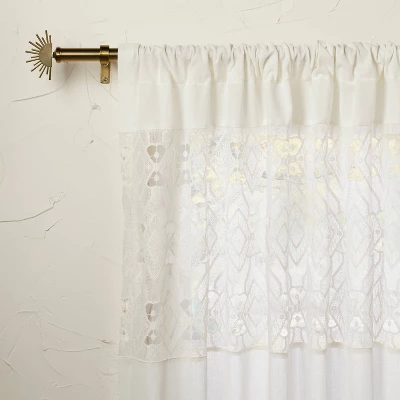 1pc Sheer Banded Geo Macrame Window Curtain Panel White - Opalhouse™ designed with Jungalow™ 1pc Sheer Banded Geo Macrame Window Curtain Panel White - Opalhouse™ Designed With Jungalow™ -Opalhouse sale shop GUEST e45ca8b5 c8fb 4bcd 9418 e1344d66992c